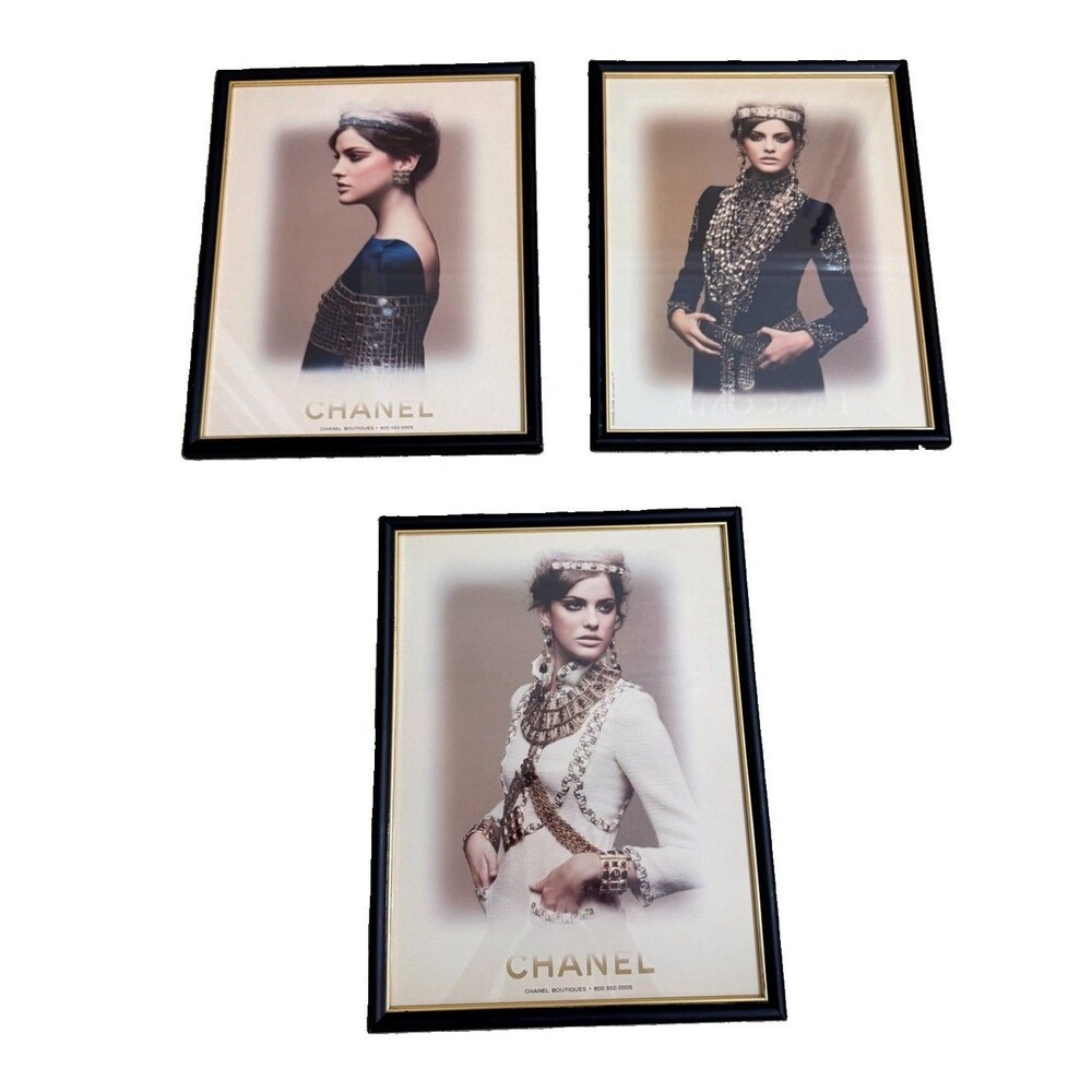 2011 CHANEL Picture Framed Fashion Advertisement Prints Wall Art Decor Set of 3 - Picture 2 of 10